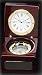 Rosewood Navigator Clock & Compass Box, Brass Accents, Includes Front Engraving Plate