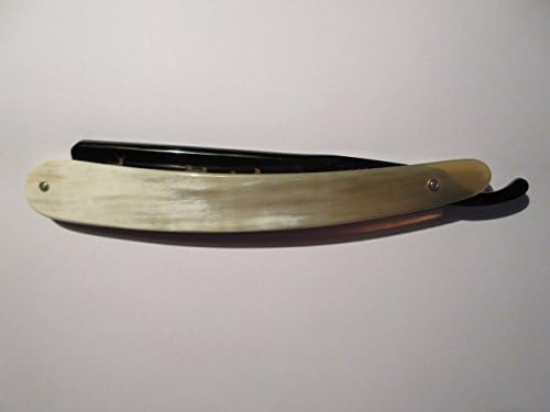 Wacker Huntsman 7/8" Straight Razor, Square Tip w/Radius, Black Chrome, Etched Blade, Horn Scales