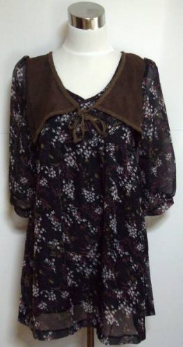 花柄チュニック ブラック