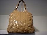 YSL Oversized Nude Patent Croc Embossed Tribute Handbag
