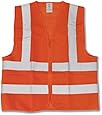 Neiko&reg; 53945A Neon Orange Safety Vest with Reflective Strips and Zipper | ANSI/ISEA Standard - Size L