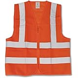 Neiko&reg; 53945A Neon Orange Safety Vest with Reflective Strips and Zipper | ANSI/ISEA Standard - Size L