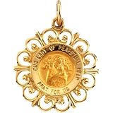 14K Yellow Gold Round Perpetual Help Pendant Medal | Size/Info: 18.5mm