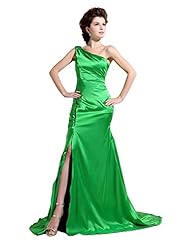 Slit One Shoulder Charmeuse Evening Dress  with a Court Train 