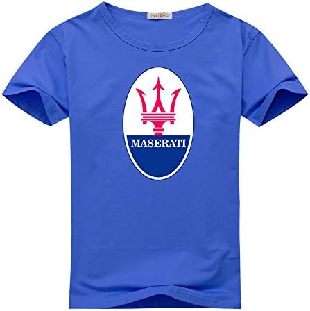 MASERATI logo For Men's Printed Short Sleeve Tee Tshirt Medium Blue