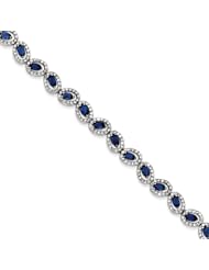 Sterling Silver Blue And Clear Cz Bracelet, Best Quality Free Gift Box Satisfaction Guaranteed