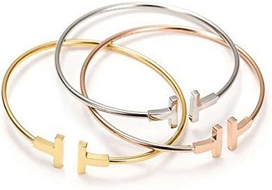 925 Sterling Silver T Cuff Bracelet,14K Gold Plated,Dainty Adjustable Bangle T Bar Bracelet