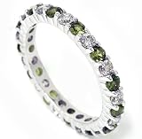 1.50CT Perdiot & Round Diamond Eternity Wedding Anniversary 14K WG Stacker Ring