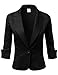 DRESSIS Women's Roll Up Sleeve Single Buttoned Blazer Jacket S to 3XL (12 Colors)