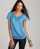 Style&co. Top, Short Sleeve Crochet Scoopneck