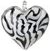 Blue Moon Art Glass Pendant, 1/Pkg, Heart Zebra