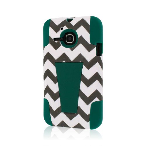 Alcatel Evolve Case (5020T), MPERO IMPACT X Series Dual Layered Tough Durable Shock Absorbing Silicone Polycarbonate Hybrid Kickstand Case for ONETOUCH Evolve [Perfect Fit & Precise Port Cut Outs] - Teal Chevron