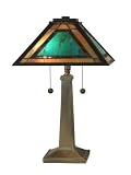 Dale Tiffany TT10499 Tiffany Mission Table Lamp, Antique Verde and Art Glass Shade
