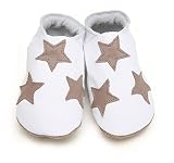 Stars White Taupe, cute soft leather baby shoes, Small 0-6 Months [並行輸入品]