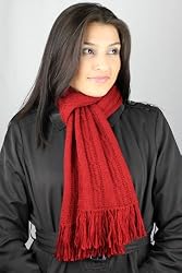 Handmade Alpaca Natural Fiber Scarf - Traditional Cherry Red (Long)(Clever Winter Gift Idea for Men and Women)