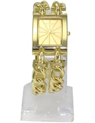 Unisex Luxury Quartz Analog Super Watch Wristwatch Stainless Steel Top New Gold