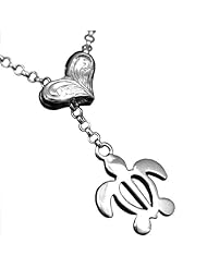 925 Silver Heart Clip Turtle Lariat Necklace Hawaiian Silver Jewelry