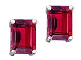 3.00 cts Genuine Lab Created Ruby Earring Studs - 14kt White or Yellow Gold