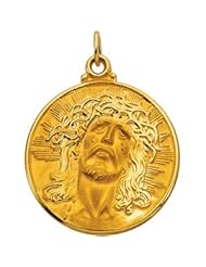 14K Yellow Gold 23.00 mm Face Of Jesus (Ecce Homo) Pendant