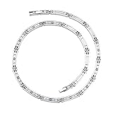 European Style Flat Mens Stainless Steel Link Necklace With Cz