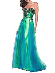 A-line Satin/Tulle Sweetheart Beaded Lace-Up Evening Dress/Homecoming Dress/Prom Dress/Party Dress 
