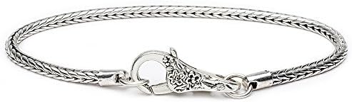 Floral Snake Chain Silver Charm Bracelet Fit European Beads Lobster Heart Clasp 5 PCS By eArt