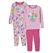 Infant Girls' Just One Year 4-pc. Animal Cotton PJ Set - Pink/Pink