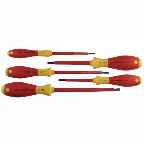 Best Price Wiha 32091 5-Piece 1000-Volt Slotted and Phillips Insulated Screwdriver Set