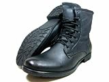Mens Black Polar Fox By Delli Aldo Military Style Lace up Calf High Boots Styled in Italy