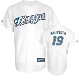 Jose Bautista Jersey: Adult Home White Replica #19 Toronto Blue Jays Jersey