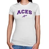 NCAA Evansville Purple Aces Ladies White Logo Arch Slim Fit T-shirt