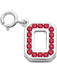 Created Ruby Ohio State Buckeye Charm in Sterling Silver