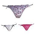 Rene Rofe Heart Print Thong w/Ruffle and Bows