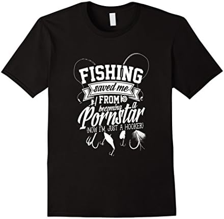 Men's Fishing Saved Me From Becoming A Porn Star t shirt Large Black