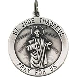 Clevereve's Sterling Silver 25.00 mm St. Jude Thaddeus Medal W 24 Inch Chain