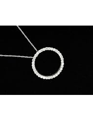 Lovely 0.53ct Round Diamond Circle Pendant Necklace 14k White Gold with Chain