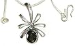 Silver Pendant with Chain Smoky Quartz Gemstone Jewelry 1.25 inches