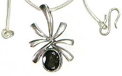 Silver Pendant with Chain Smoky Quartz Gemstone Jewelry 1.25 inches