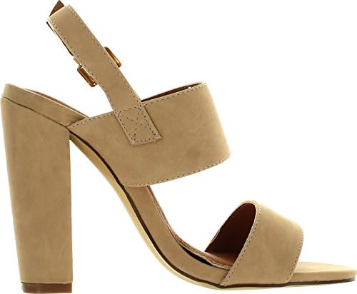 X2b Fay-1 Womens Round Toe Buckle Ankle Strap Chunky Heel Dress Sandals,Beige,10
