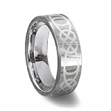 Tungsten Wedding Ring - Circular Celtic Knot & Pipe Cut Band 6MM
