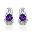 Earrings With 2.15ctw Precious Stones - Genuine Amethysts and Clean Diamonds Crafted in 14K White Gold. Total item weight 6.7g Length 21mm