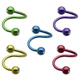 Body Jewelry -Purple Ear Cuff Spiral with Diamond Tip (18 G) - Fashion Earring (1 Purple Unit)
