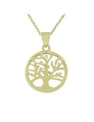 Sterling Silver Yellow Gold Womens Tree of Life Pendant Necklace with Chain