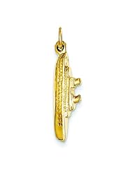 14K Gold Polished 3D Cruise Ship Charm Jewelry