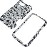 Rhinestones Protector Case for Motorola DEFY MB525, Zebra Stripes Full Diam ....