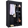 Double Canvas Wardrobe for Clothes Storage - BLACK