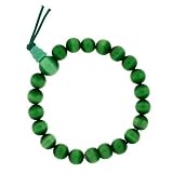 Simulated 8mm Green Cats Eye Stone Bead Stretch Power Bracelet