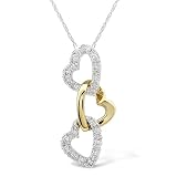 1/8ctw Two-tone Heart Diamond Pendant in 14K White & Yellow Gold (HI/I1)