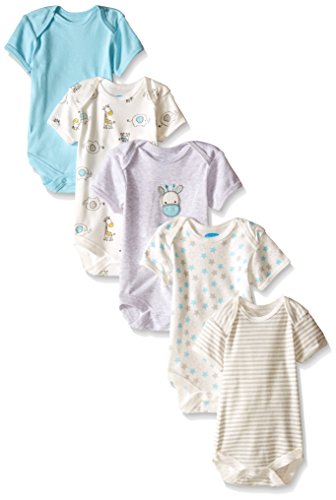 BON BEBE Baby Best Friends Assorted Bodysuit Set (Pack of 5), Neutral, 3-6 Months