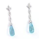 14K 9.85 CTW Briolette Blue Topaz & Diamond Earrings